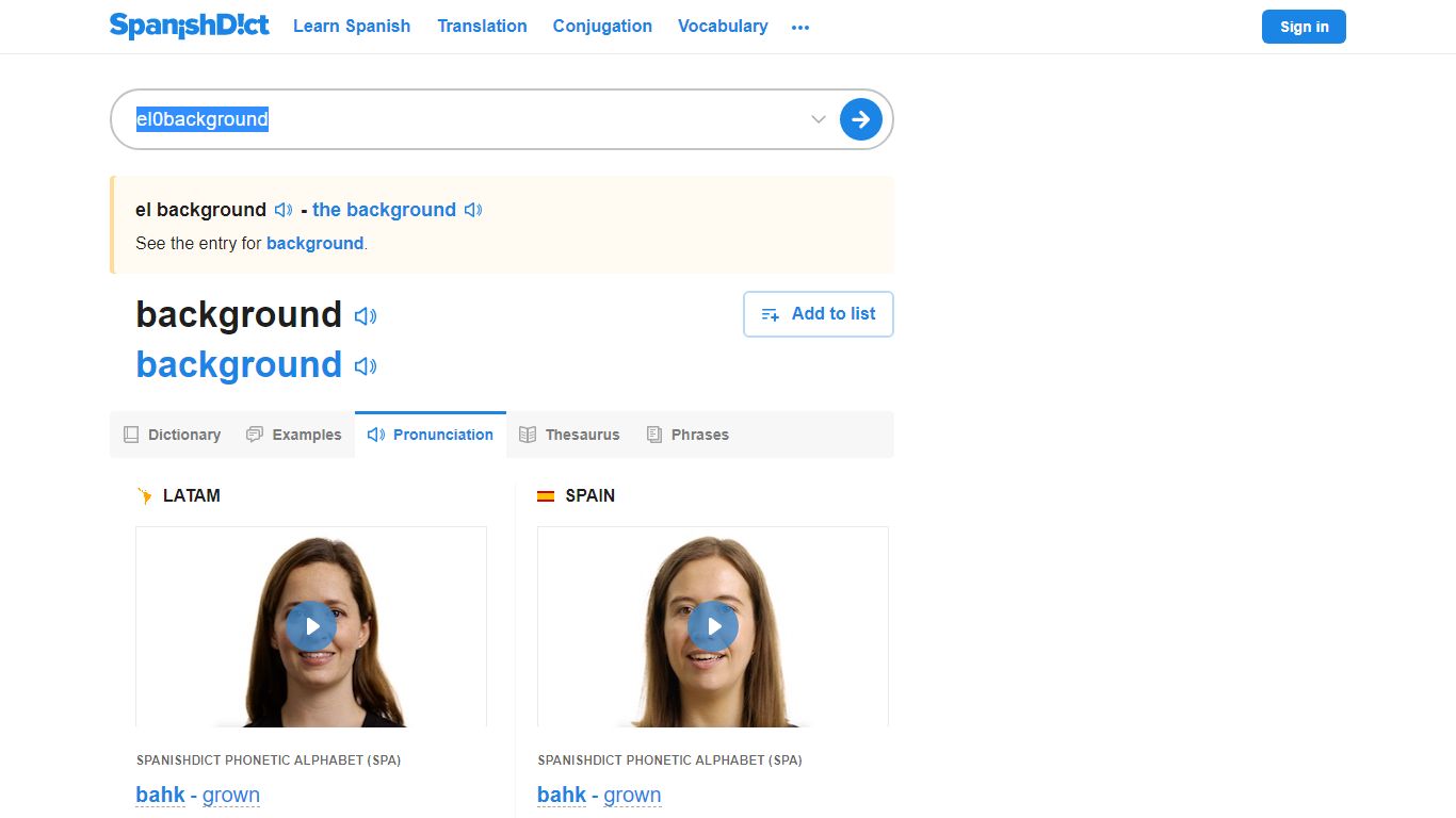 El background | Spanish Pronunciation - SpanishDict